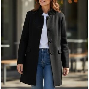 NEW Peruvian Connection Women Alpaca Wool Coat Black Capsule Minimalist Size 18